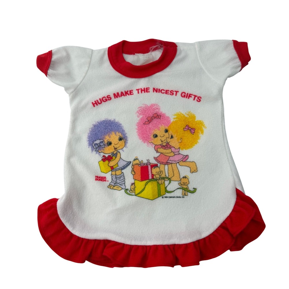 Vintage 1984 Hallmark Hugga Bunch Doll Dress Hugs Make The Nicest Gifts Red
